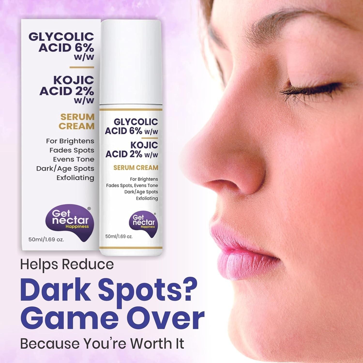 Nectaar Happiness 6% Glycolic & 2% Kojic Acid Serum Cream Dark spots 50 ml