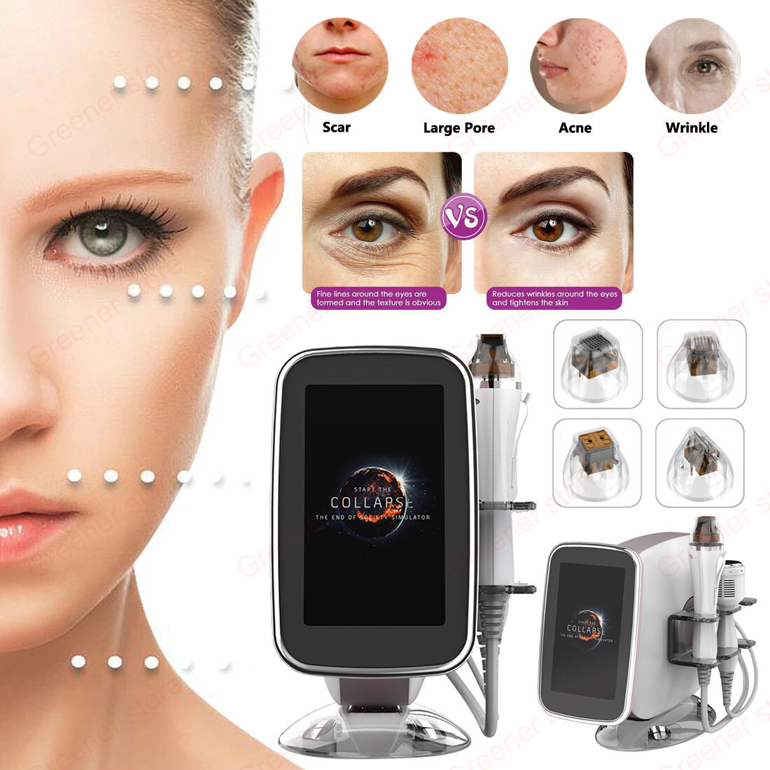 2in1 Fractional RF Machine 10/25/64/nano Cartridge Wrinkle Acne Scar Removal