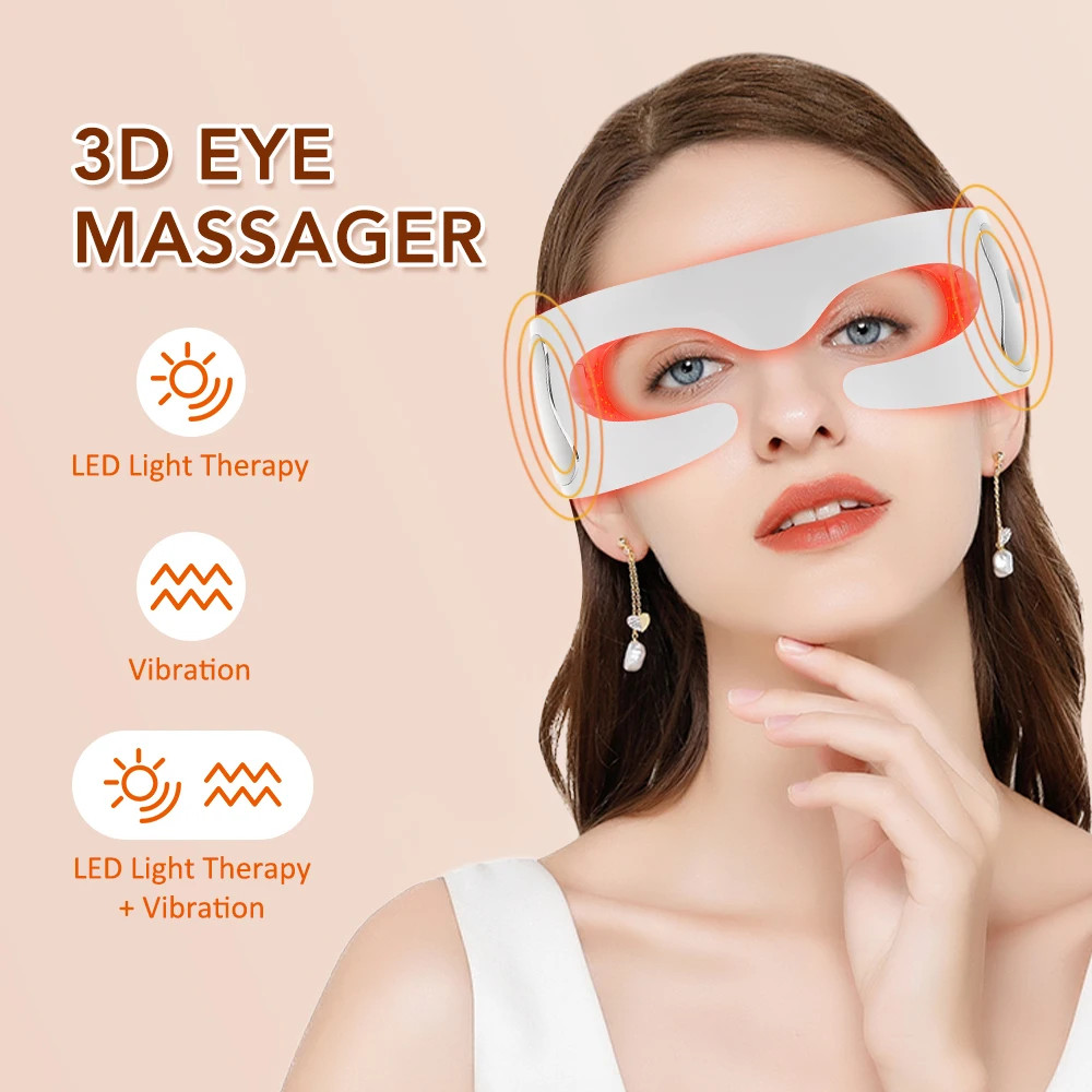 LED Red Light Therapy Eye Device Vibration Massage Reduce Dark Circles, Wrinkles