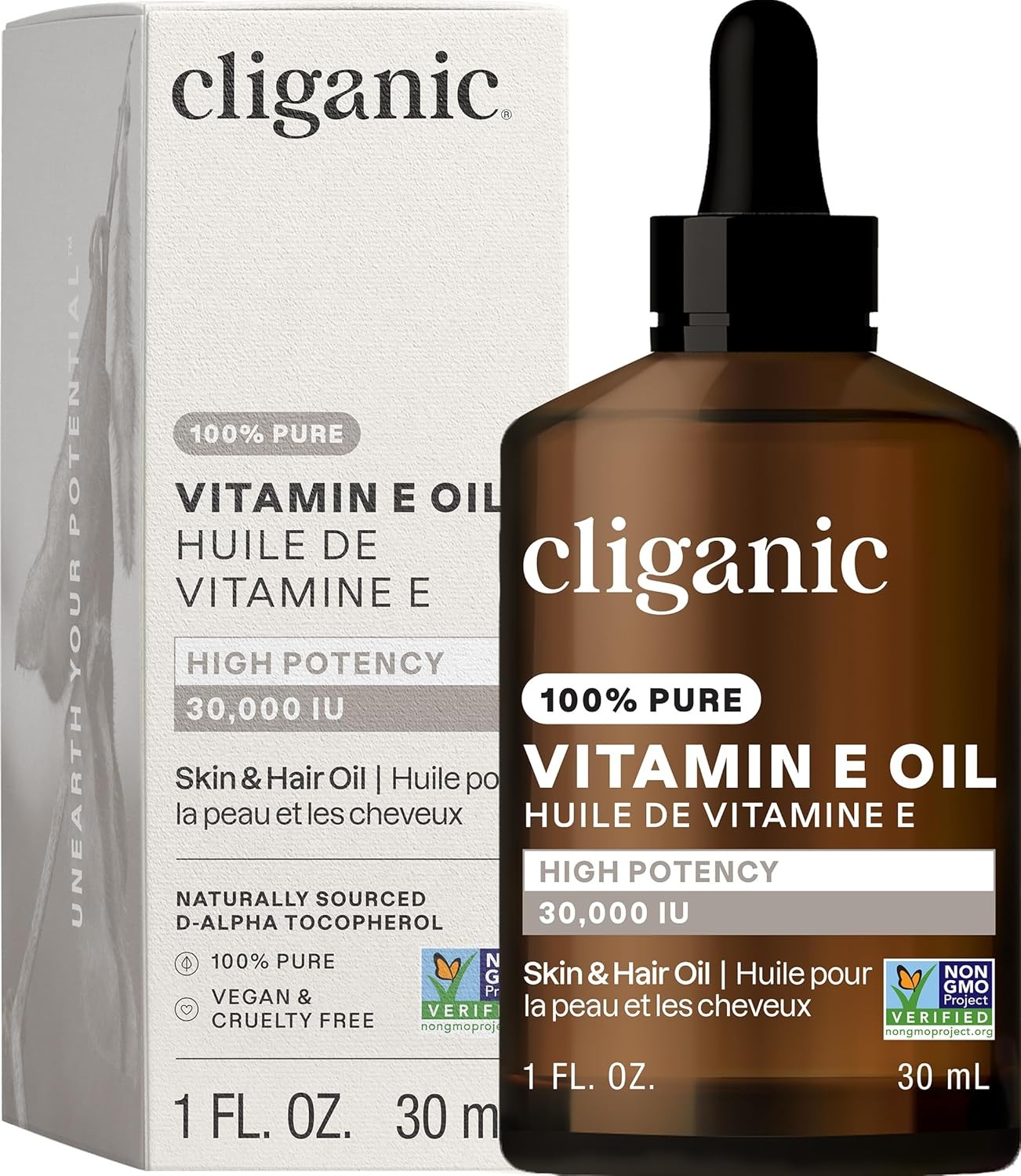 Vitamin E Oil for Skin, Scars, Hair & Face – 30,000 IU, Non-GMO Verified | Natur
