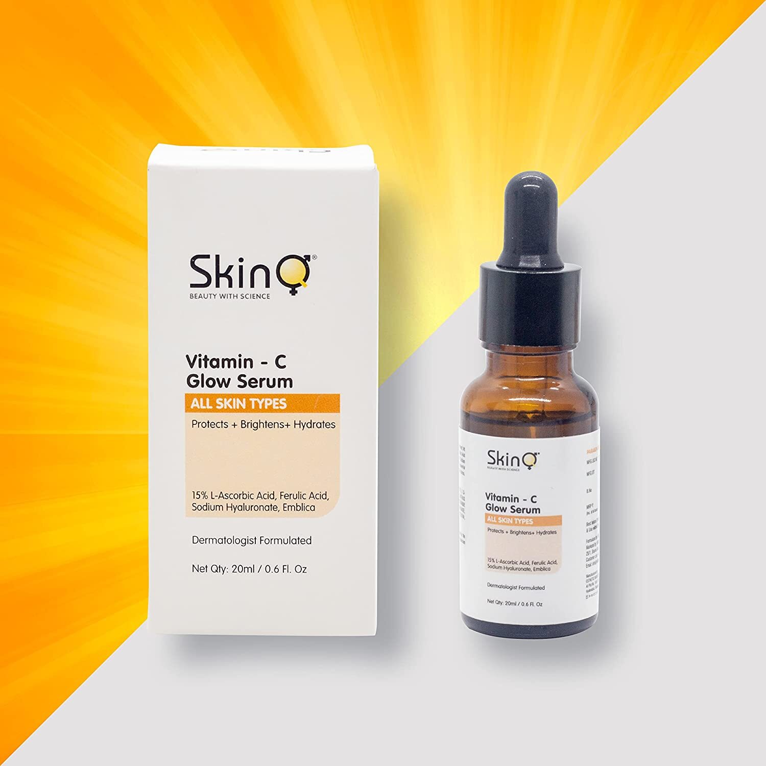 SkinQ Vitamin C Glow Serum for glowing skin 20 ml LONG EXPIRY
