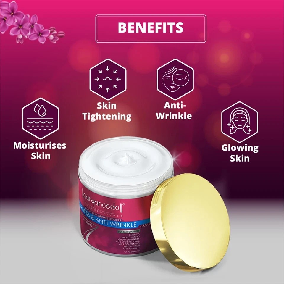 Aryanveda Fairness & Anti-Wrinkle Face Cream 90gm Summer Daily Use Unisex