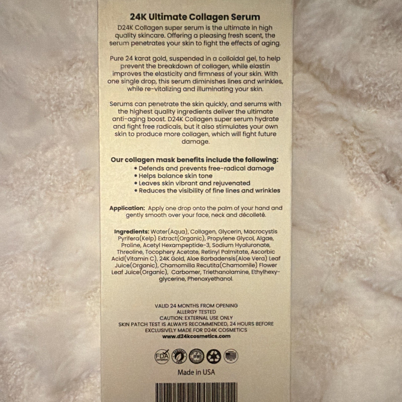 D24K Cosmetics 24K Ultimate Collagen Serum w/ 24K Gold HA 30 mL/1.09 fl oz