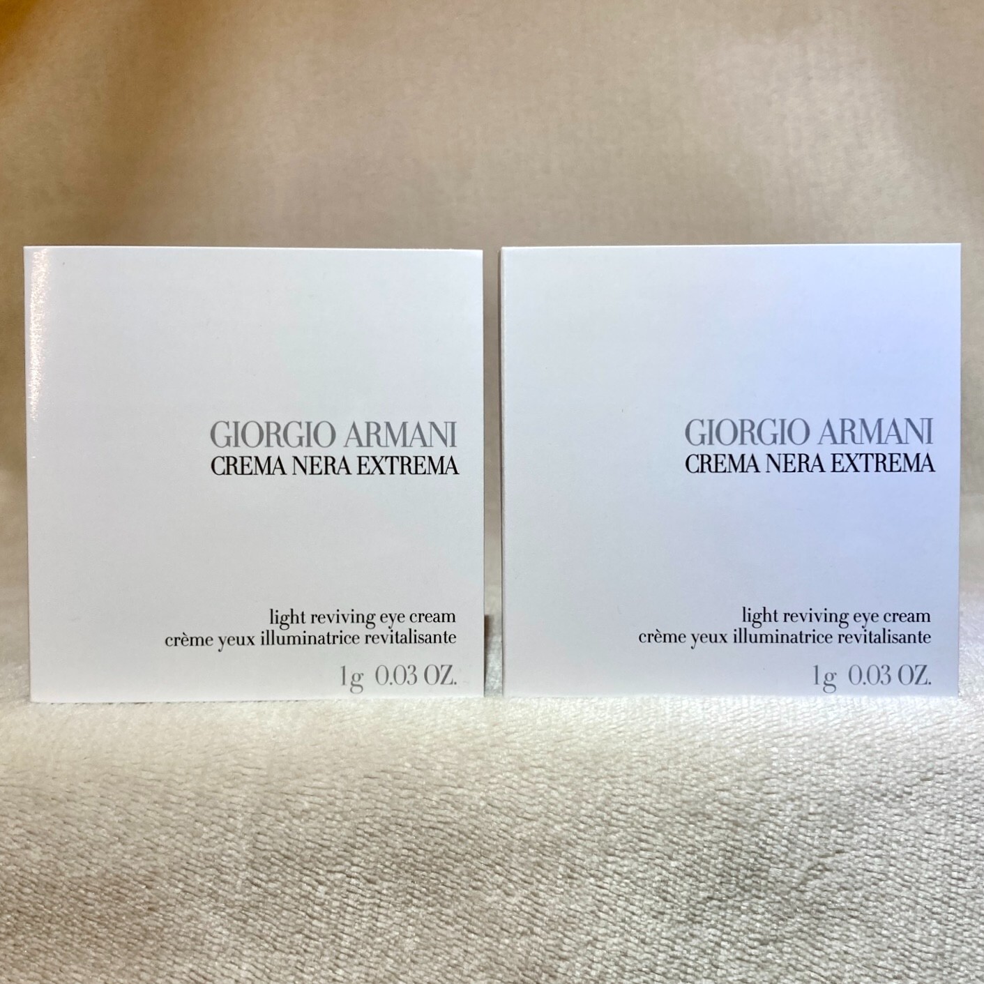 2x Giorgio Armani Crema Nera Extrema Light Reviving Eye Cream Samples .03oz, 1g