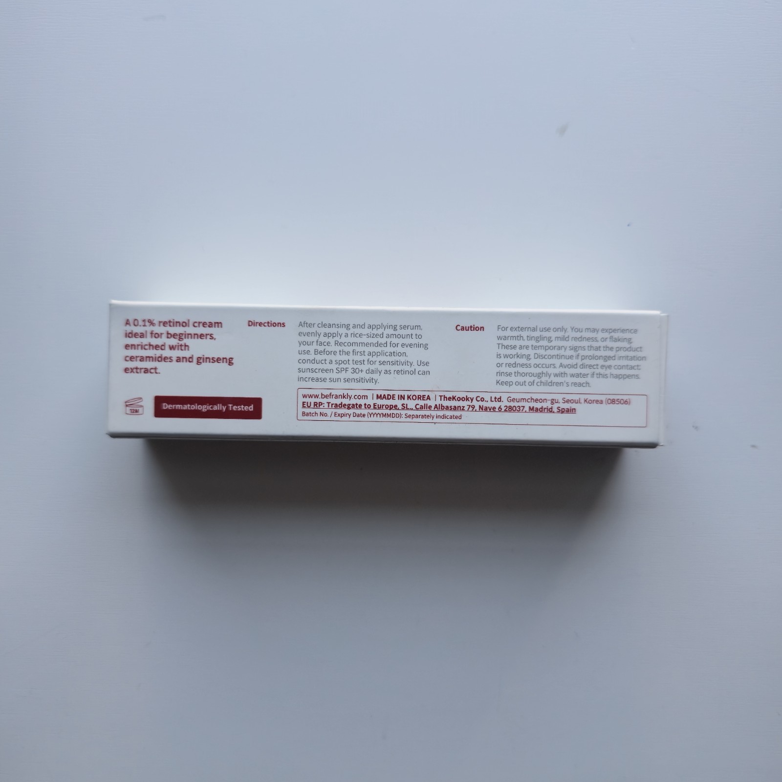 Frankly – Retinol 0.1% Cream – Ceramide – 30ml / 1 fl oz – Exp: 12/10/2026