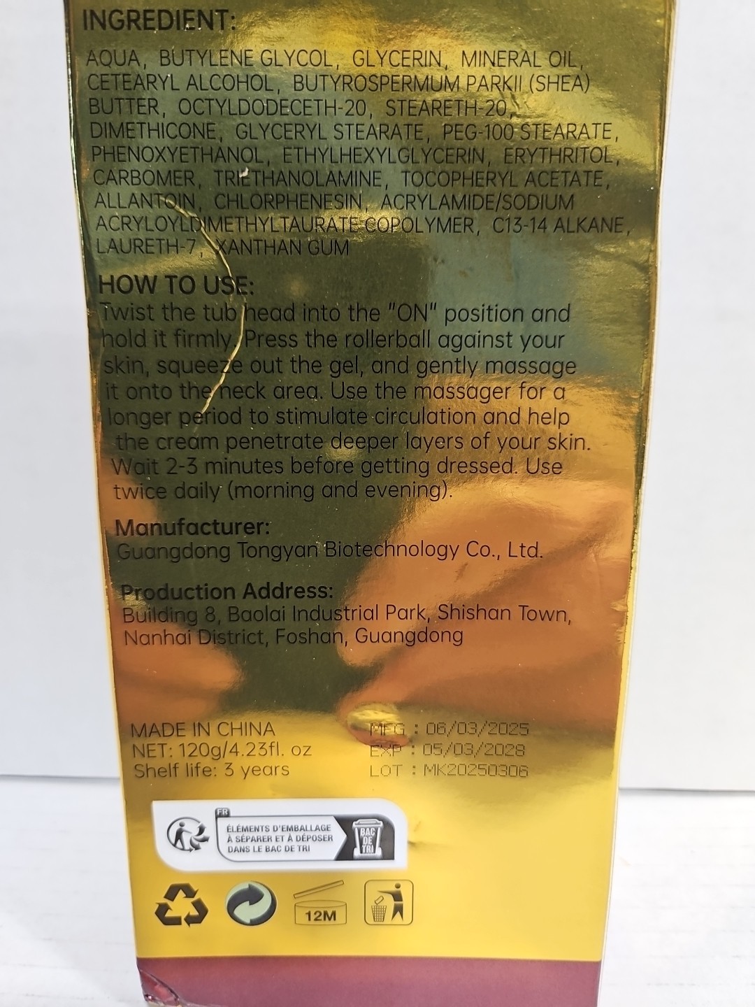 AH-8 Firming Lifting Neck Cream Hexapeptide-8 Anti-Aging Roller Massager 4.23oz