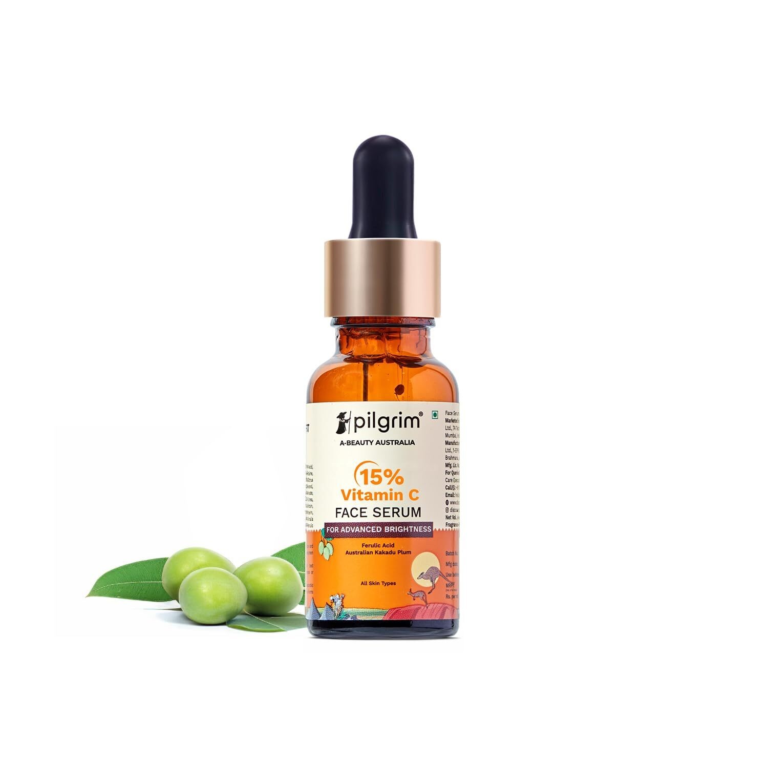 Pilgrim 15% Vitamin C Face Serum For Glowing Skin 20ml, free shipping