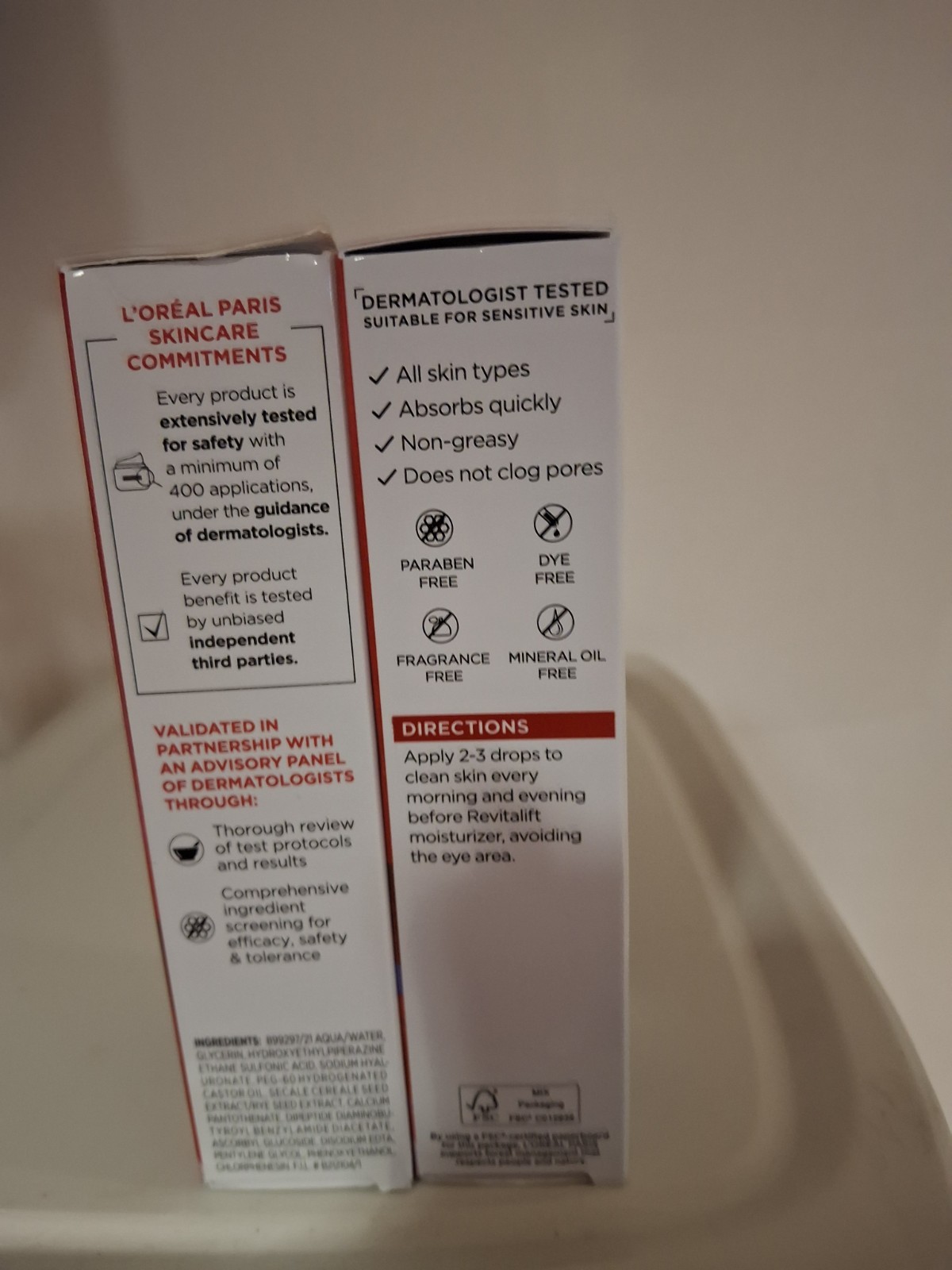 L’Oréal Paris Revitalift Derm Intensives 1.5% HA Face Serum 1 oz 2 Boxes