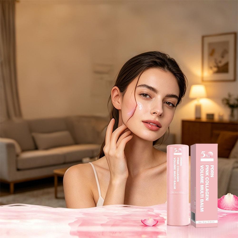 Pink Collagen Volume Multi Balm Stick – Wrinkle & Hydrating Stick for Face, Lips