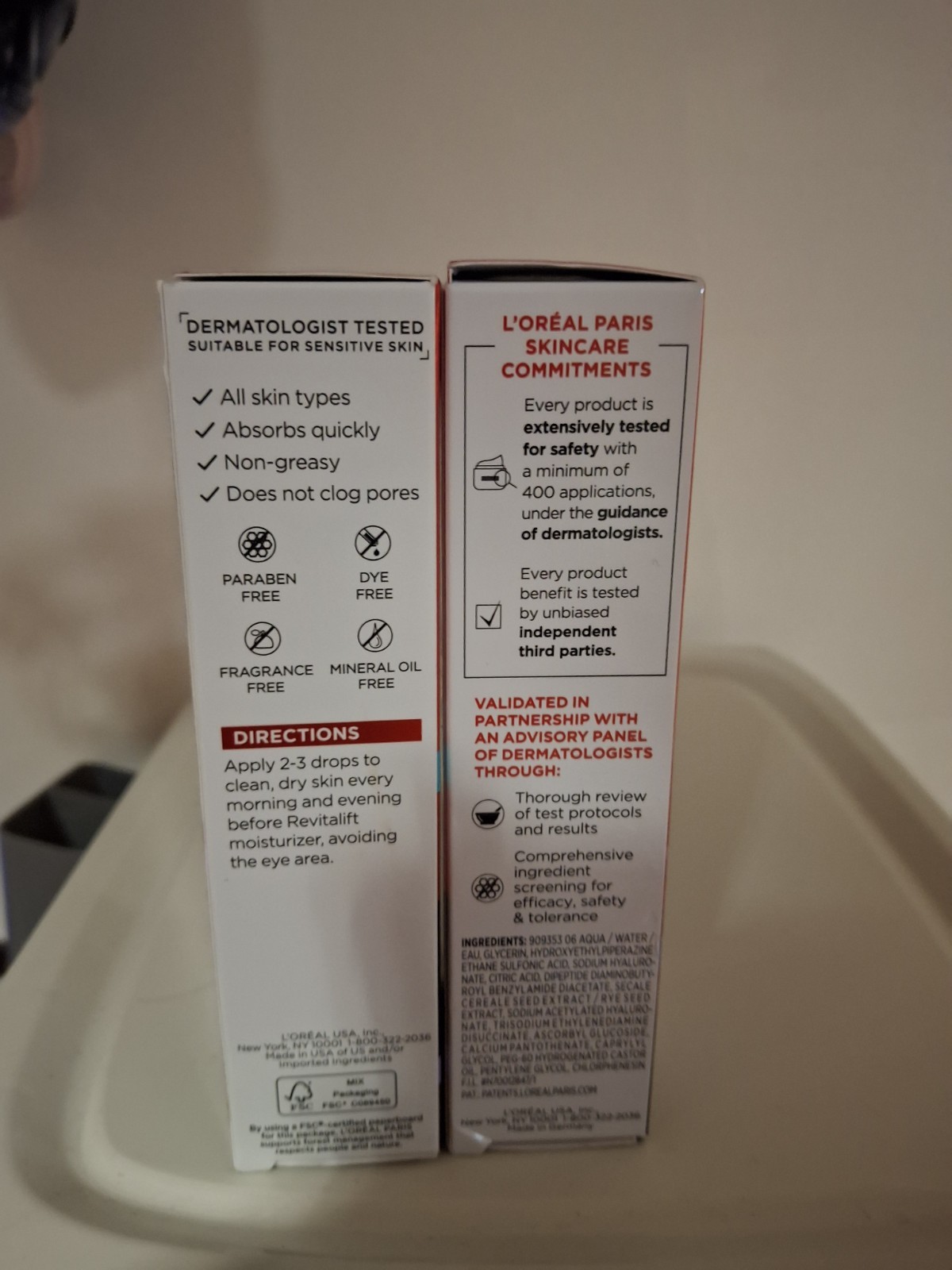 L’Oréal Paris Revitalift Derm Intensives 1.5% HA Face Serum 1 oz 2 Boxes