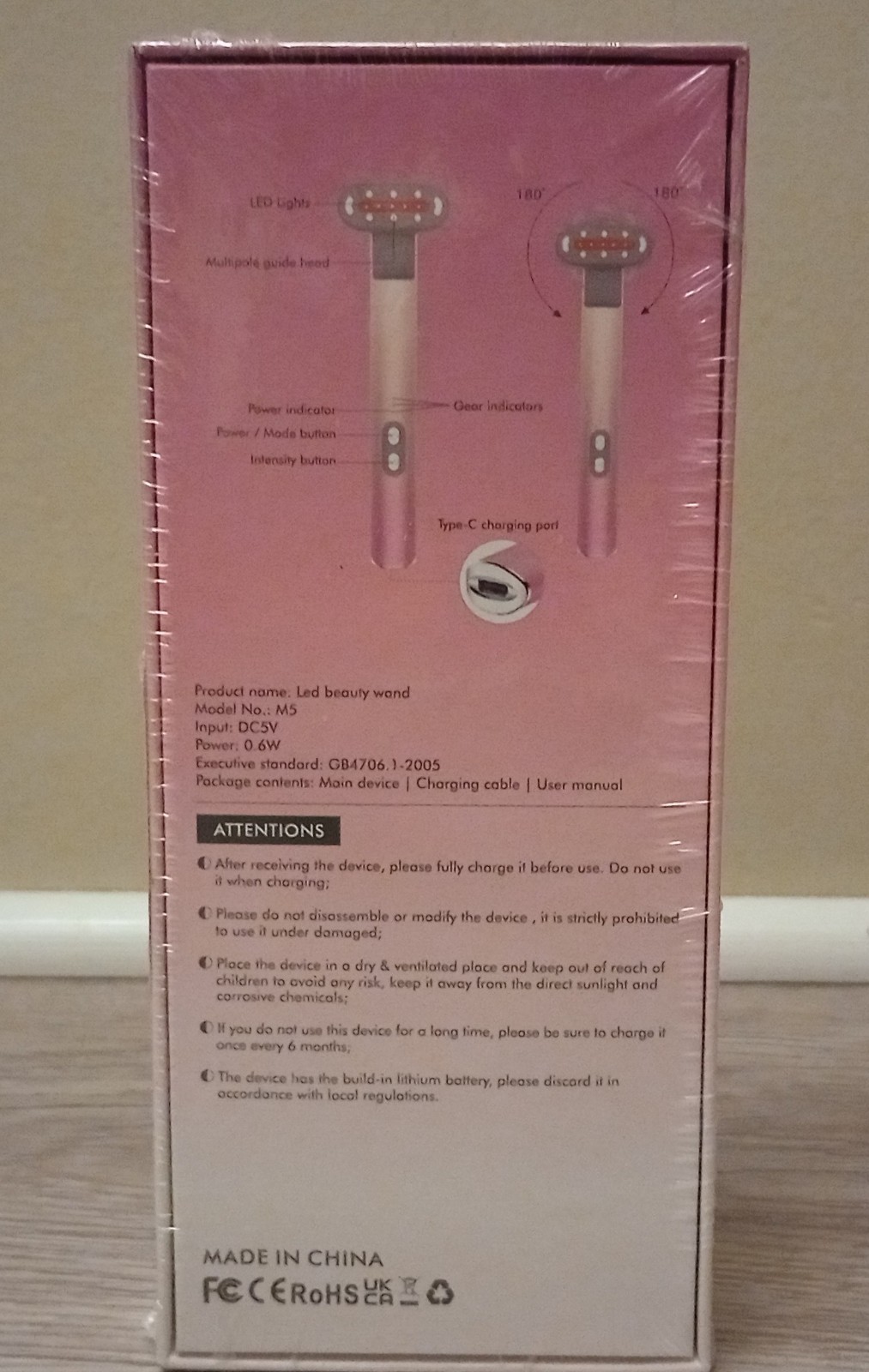 Facial LED Beauty Wand M5 Red Light Therapy Massage for Skin Care & Anti-Aging