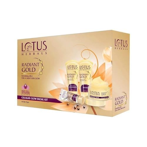 Lotus Radiant Gold Facial Kit 170g | 24K Gold Glow | For Men & Women | Free Ship