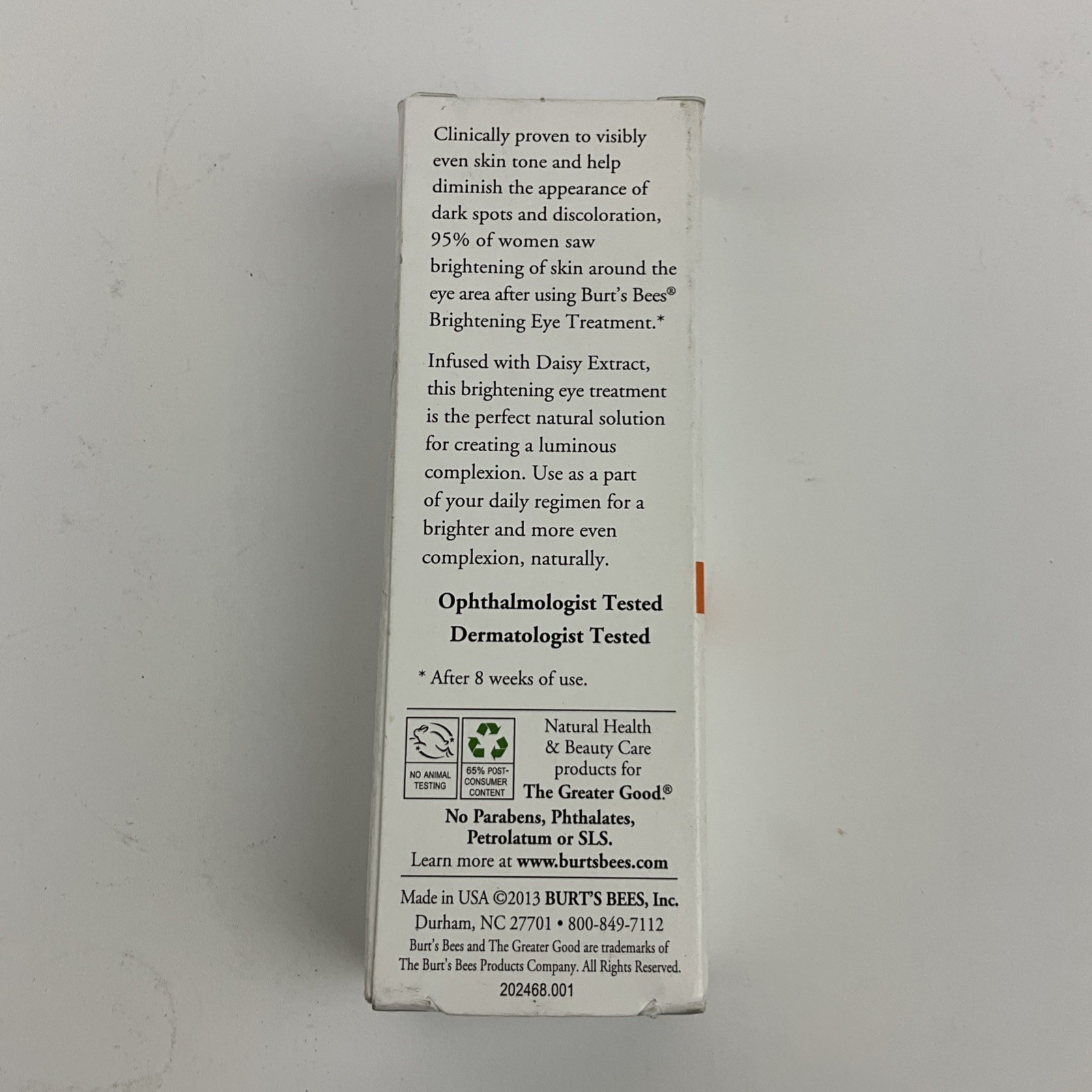 Burt’s Bees Brightening Eye Treatment with Daisy Extract 0.5oz NEW