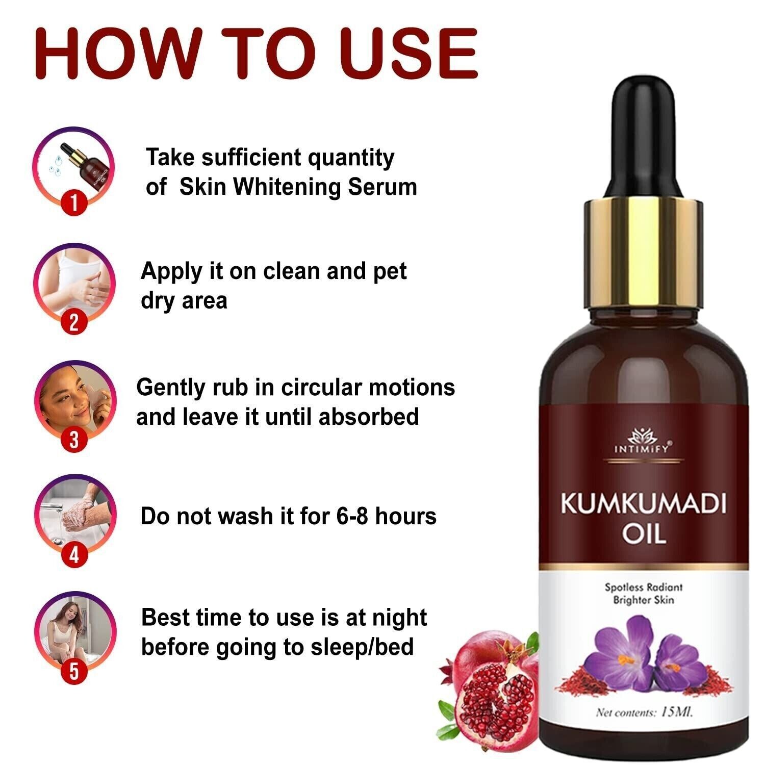 Kumkumadi Face Oil for Glowing Skin, Wrinkles, Whitening – 15 ml Free Shipping