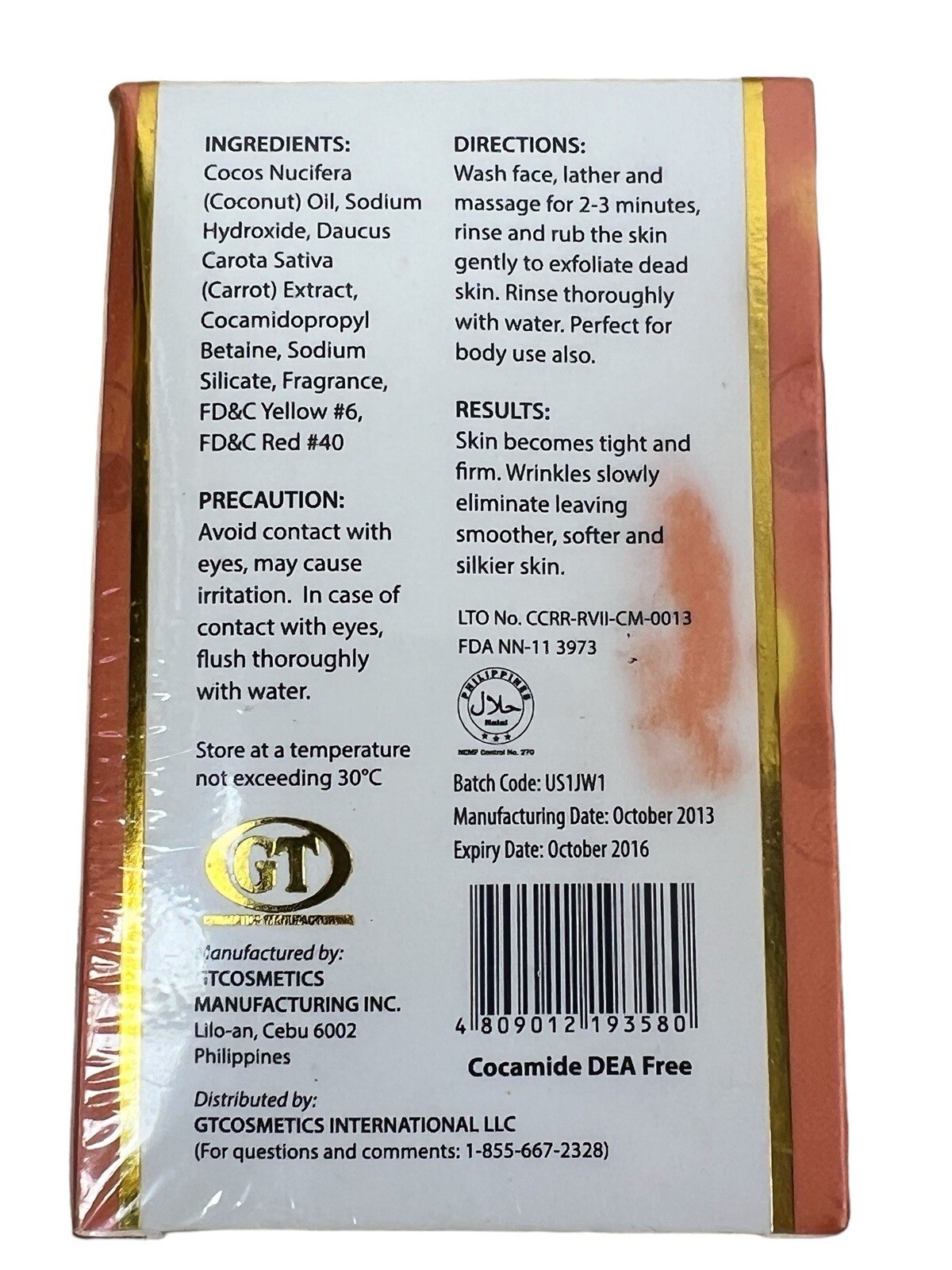 3 GT facial herbal Carrot, Papaya, Lemon skin tightening anti-aging soap