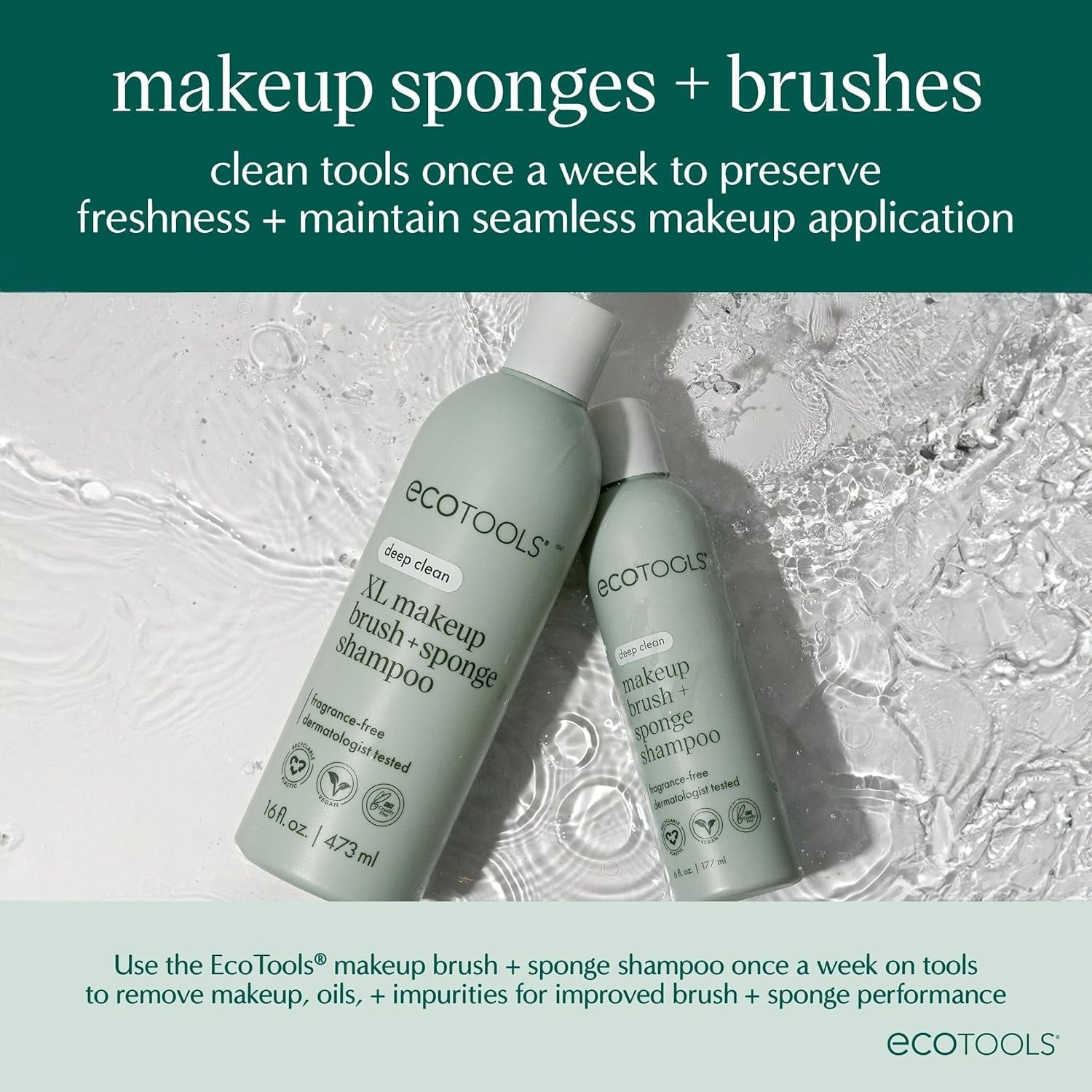 EcoTools Cleanser Shampoo for Makeup Brush/Sponge, Vegan & Cruelty-Free – 6 fl.o