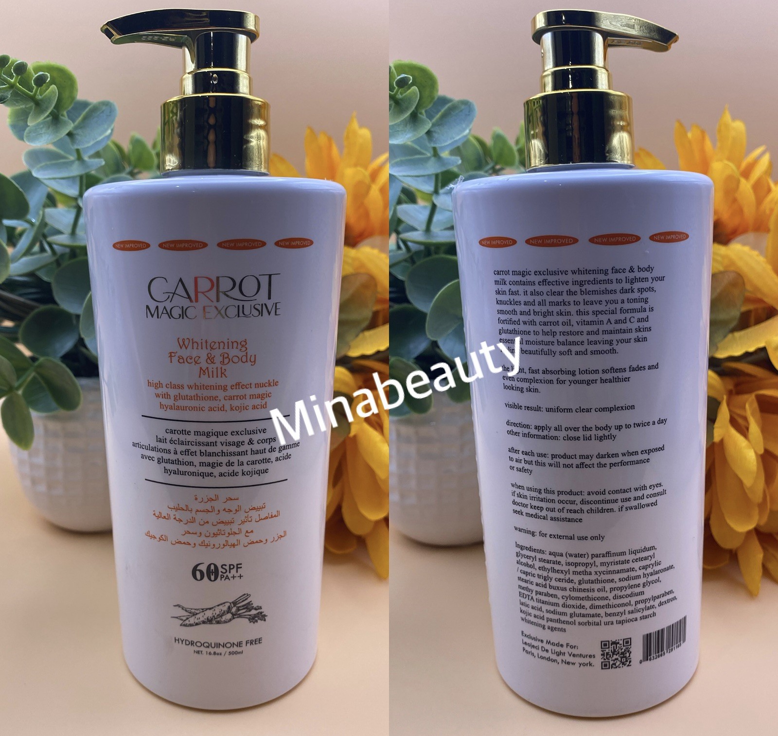 Carrot Magic Exclusive Whitening Face &Body Milk Lotion 60SPF 500ml