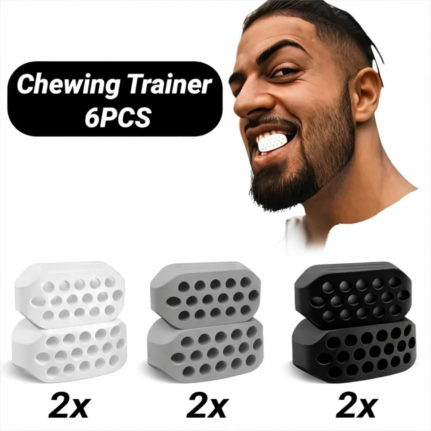 6PCS Jawline Exerciser Ball BPA-Free Silicone Jaw Facial Toner Neck Slim Unisex