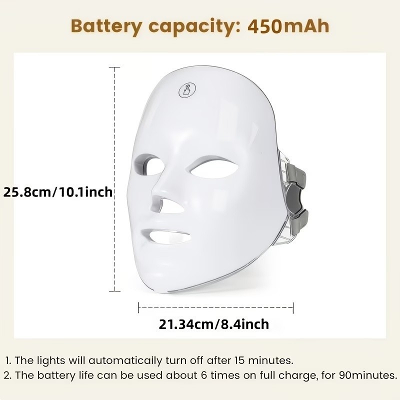 Red Light Therapy Mask 7-Color LED Face Mask Light Therapy Device with 850nm