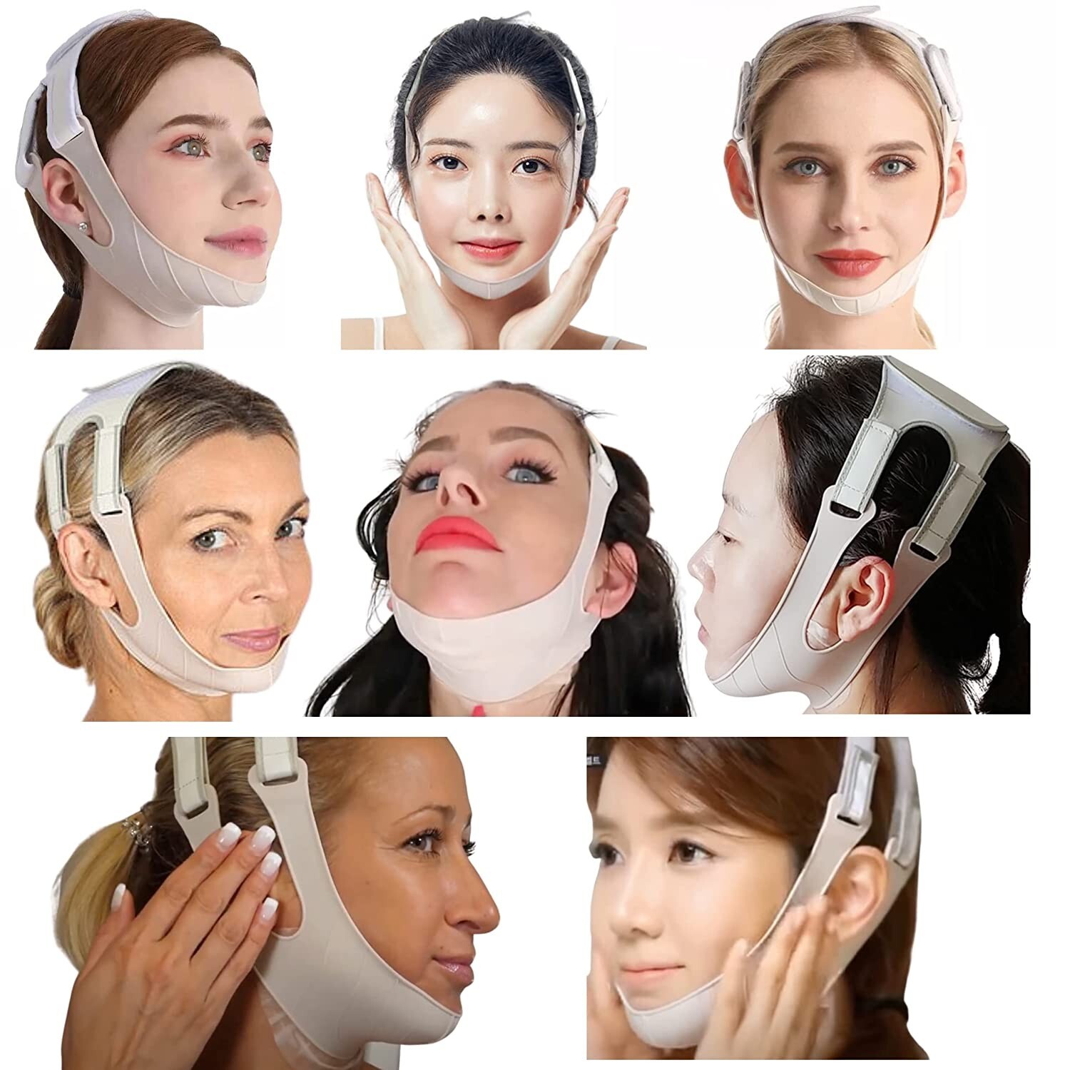 Double Chin Reducer Neck Firming Face Shaping Toning Strap and Facial Masks