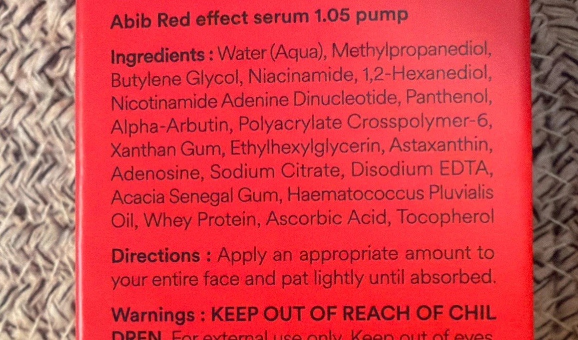 Abib Red Effect 1.05 Serum Astaxanthin .05% & NAD 1.01fl oz/30ml NIB Sealed