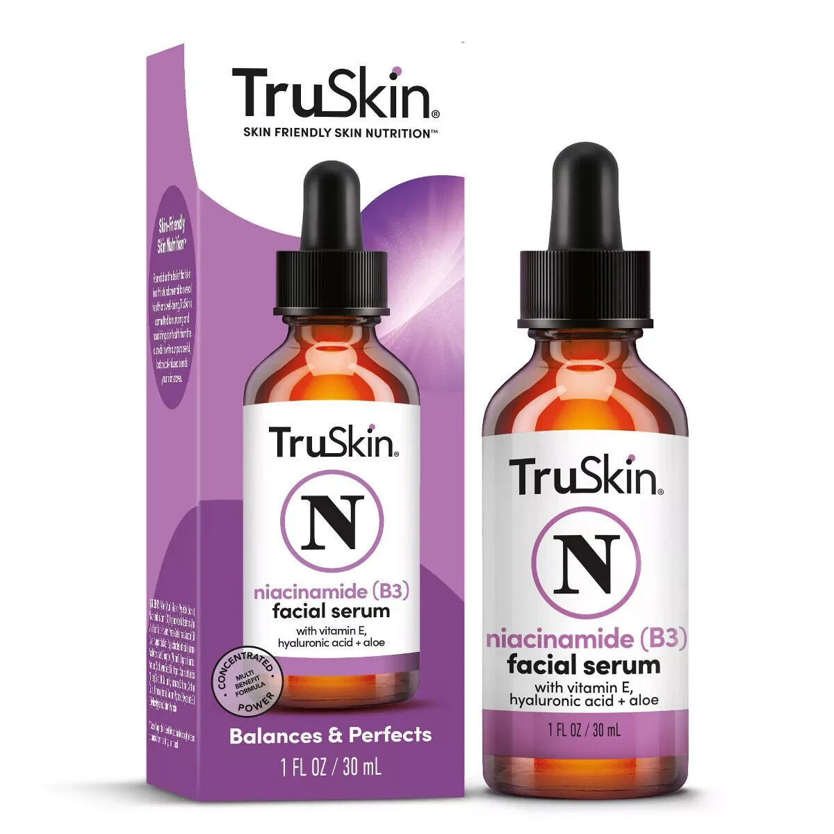 TruSkin Niacinamide Facial Serum with Vitamin E and Hyaluronic Acid – 1 fl oz