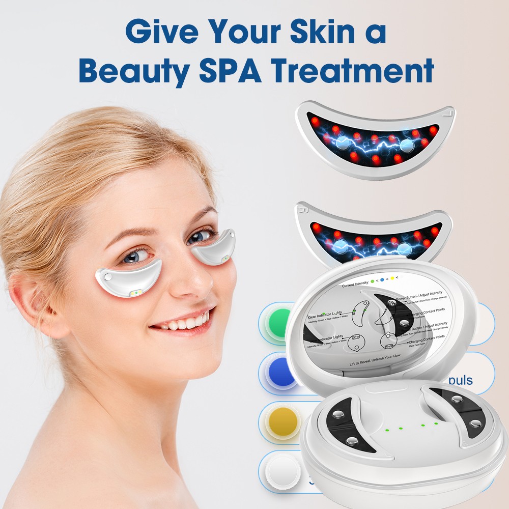 2 in 1 Eye Facial Massager Red Light Therapy Under-Eye Patches Beauty Device