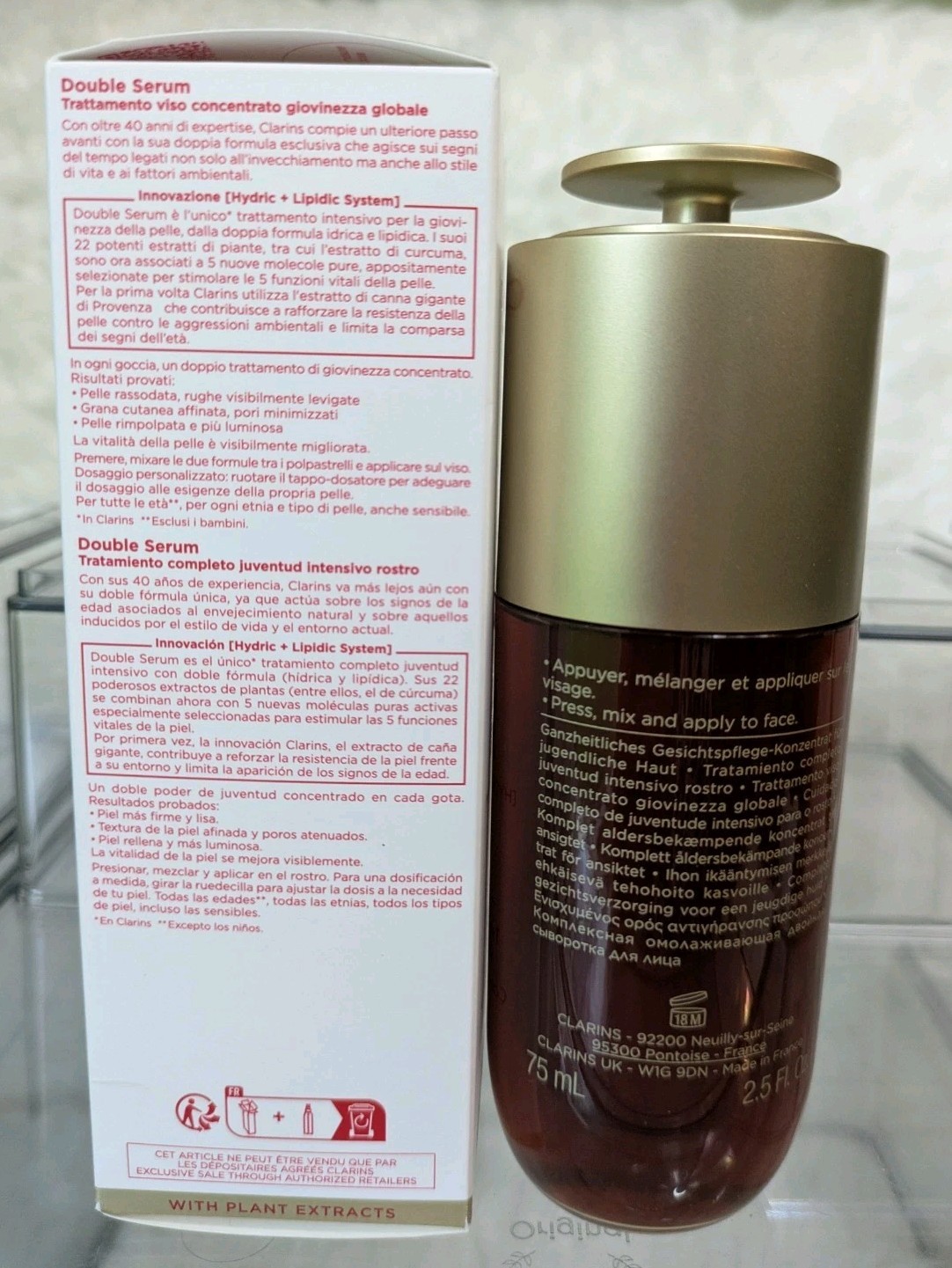 Clarins Double Serum Complete Age defying Serum 2.5 floz w/ Proof Of Purchase