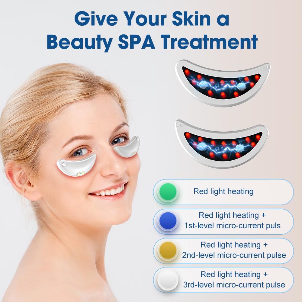 2 in 1 Eye Facial Massager Red Light Therapy Under-Eye Patches Beauty Device