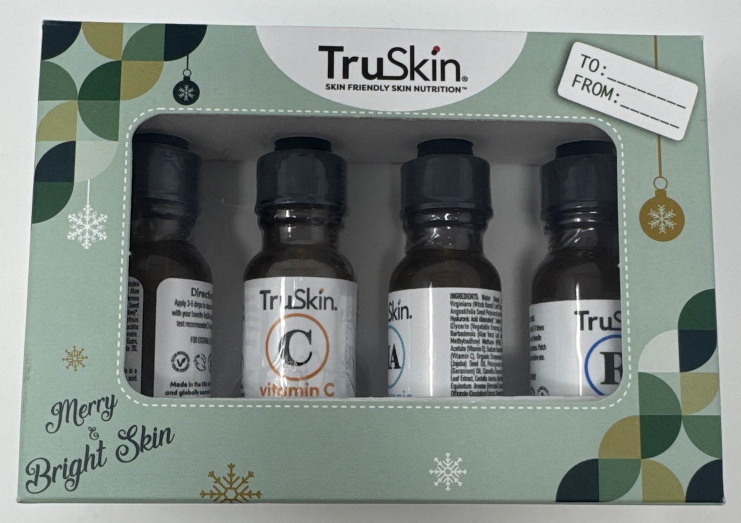 TruSkin Merry Bright Holiday Facial Serum Skincare Gift Set Retinol .4 fl oz ea.