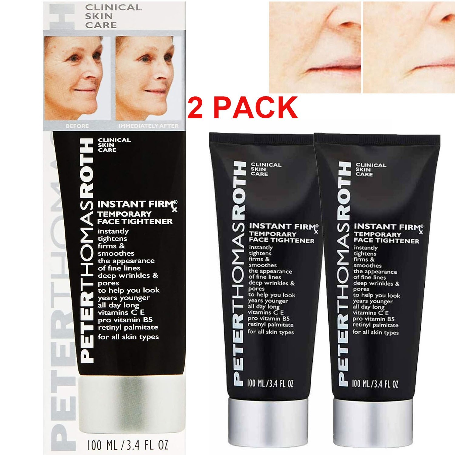 2 PACK Peter Thomas Roth Instant Firmx Temporary Face Tightener 3.4 oz 100 ml