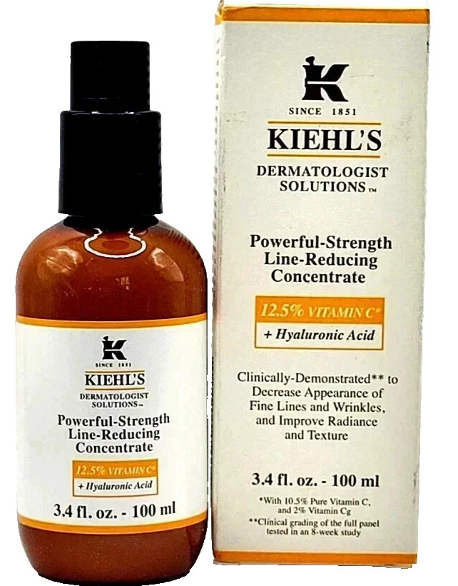 KIEHL’S Powerful Strength Line Reducing Concentrate Hyaluronic 3.4 oz new