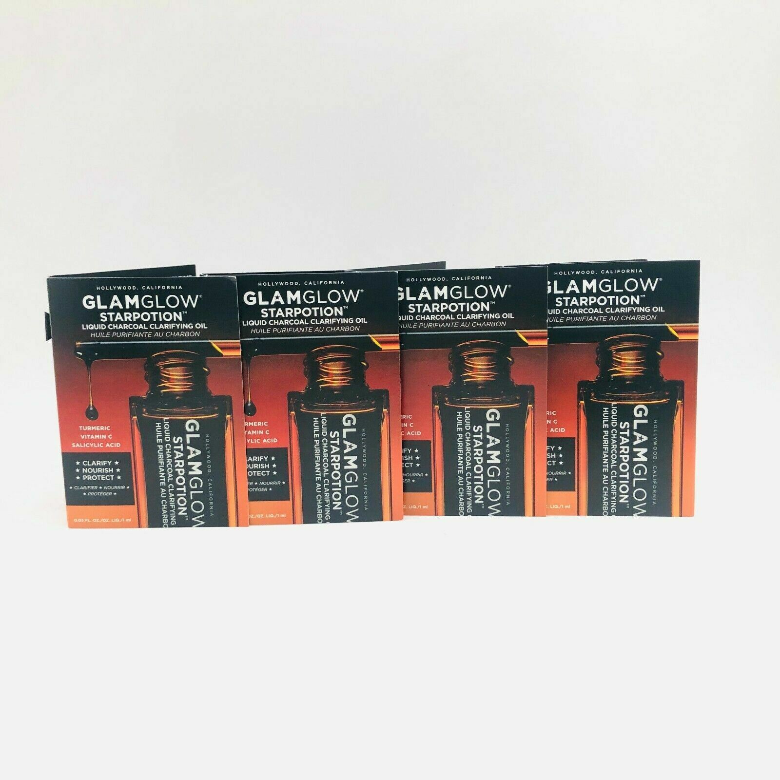 Glamglow STARPOTION Liquid Charcoal Clarifying Oil Veil – 1ml/0.03oz (lot of 4)