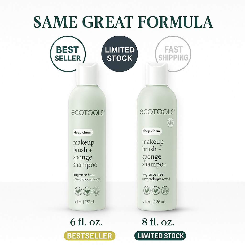EcoTools Cleanser Shampoo for Makeup Brush/Sponge, Vegan & Cruelty-Free – 6 fl.o