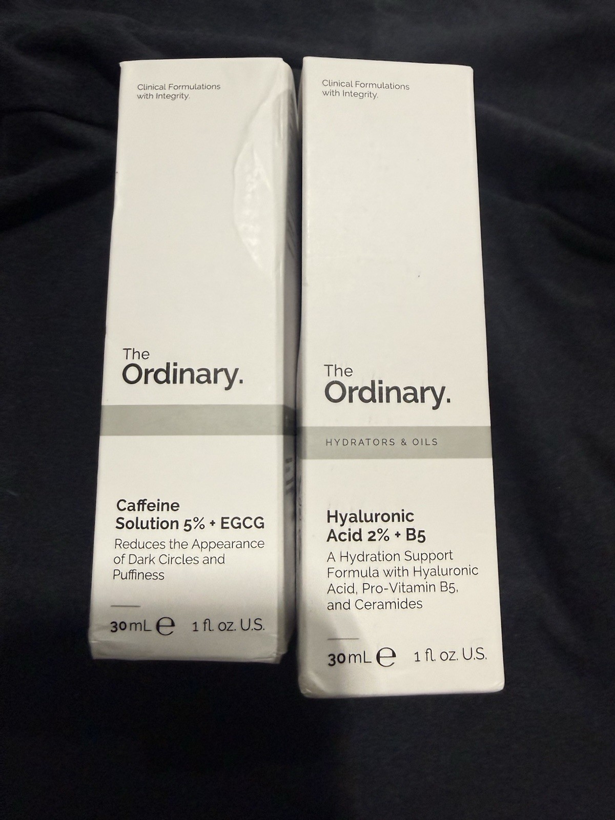 The Ordinary Caffeine Solution Plus The Hyaluronic Acid. 30ml Each. Never Opened