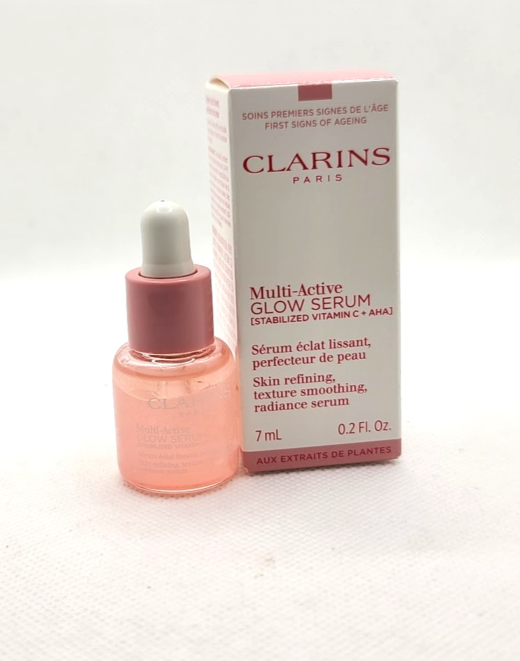 Clarins Multi-Active Glow Serum Deluxe Sample 7ml 0.2 oz Refining Smoothing NEW