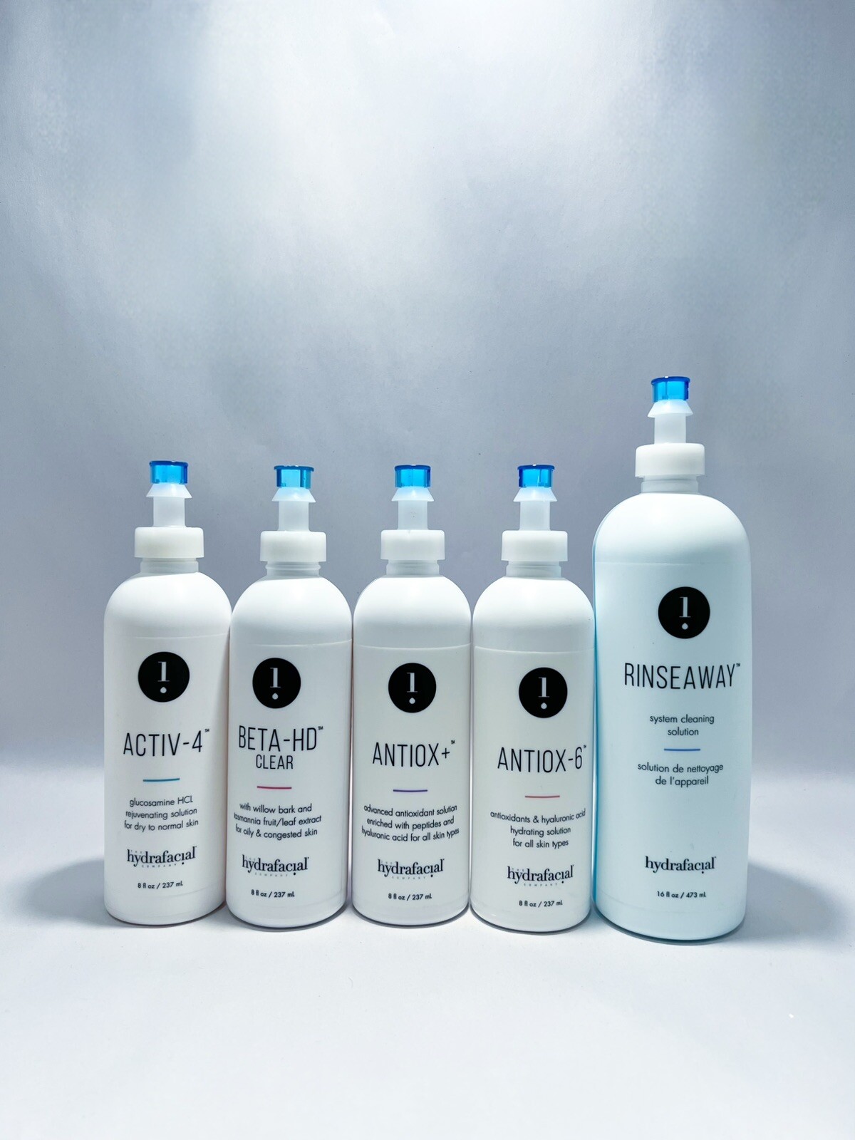 Activ-4, Beta-HD, Antiox+, Antiox-6 Hydrafacial Solutions. FREE RINSEAWAY