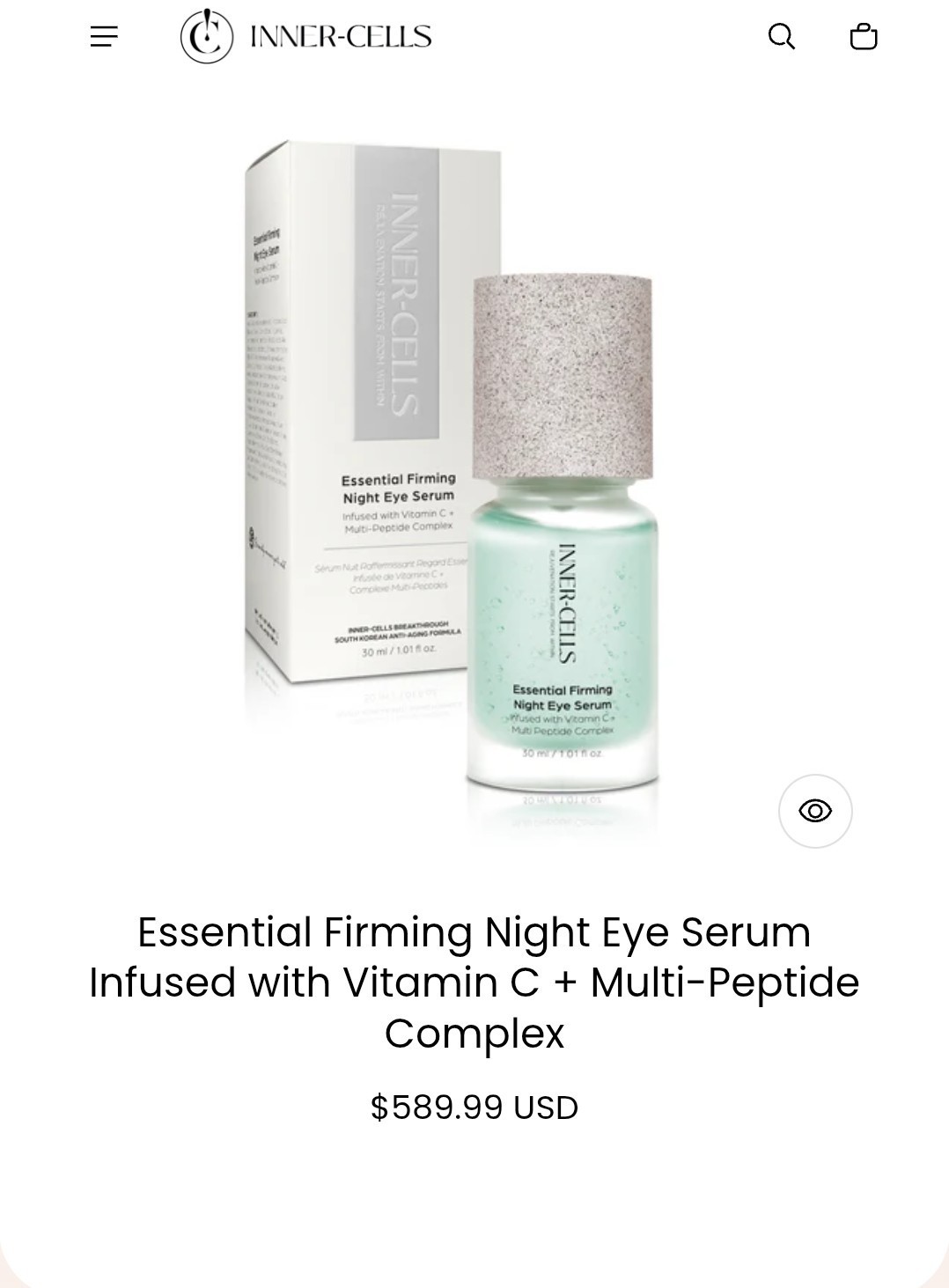 The Inner Cells Essential Firming Night Eye Serum. Retail $589
