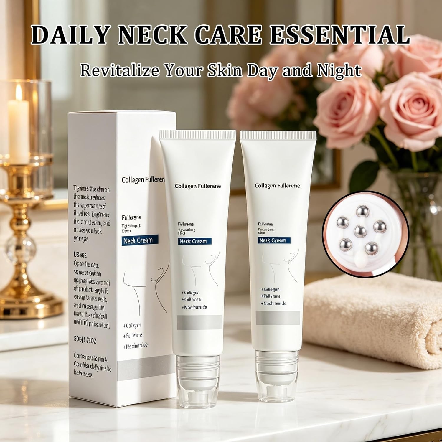 2pcs Magec Magic Collagen Fullerene Neck Cream – Anti-Aging Wrinkle Tightening