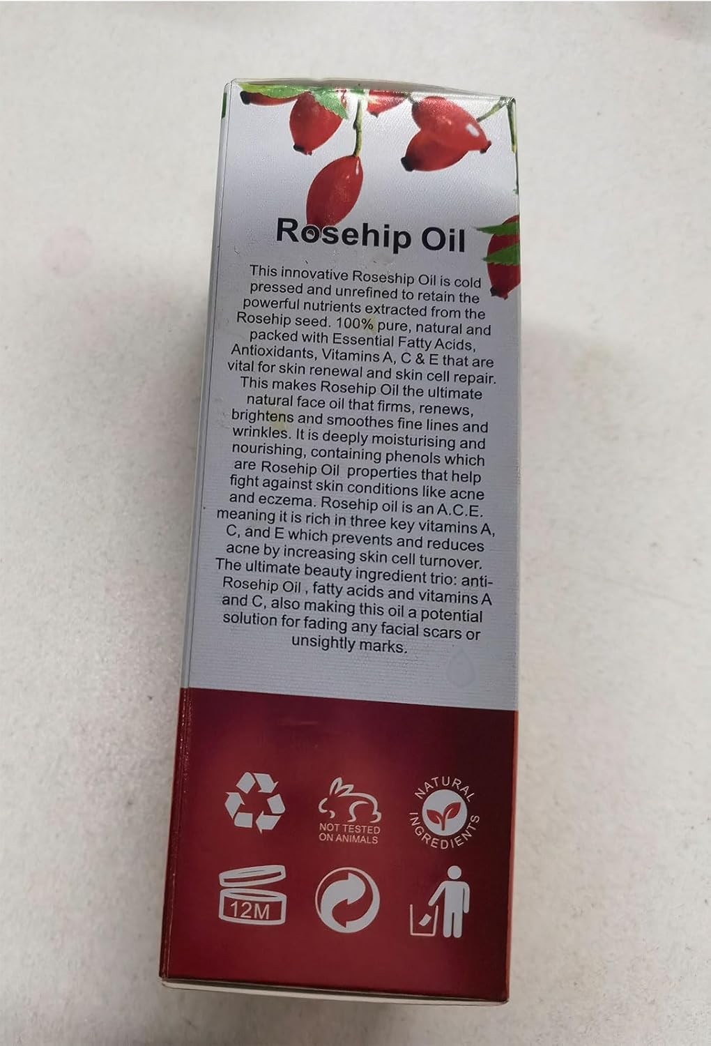 Aceite de rosa mosqueta 100% puro para las arrugas del eccema del acné (2 Oz) US