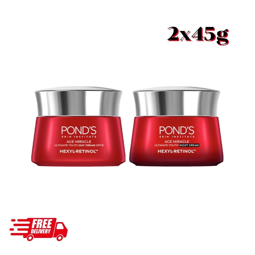 Pond’s Age Miracle Hexyl-Retinol Face Cream day 45g + night formula 45g