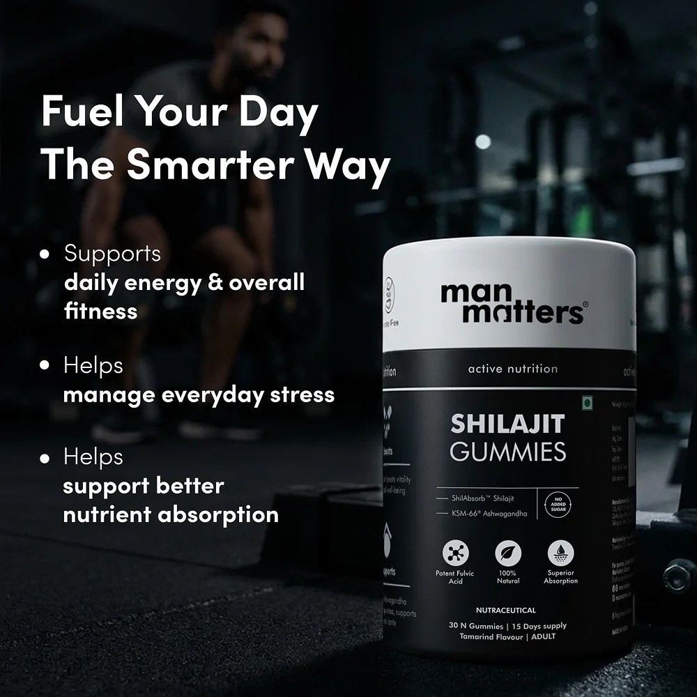 Shilajit Gummies 18g with Ashwagandha Tamarind Flavour 60 Gummies Man Matters