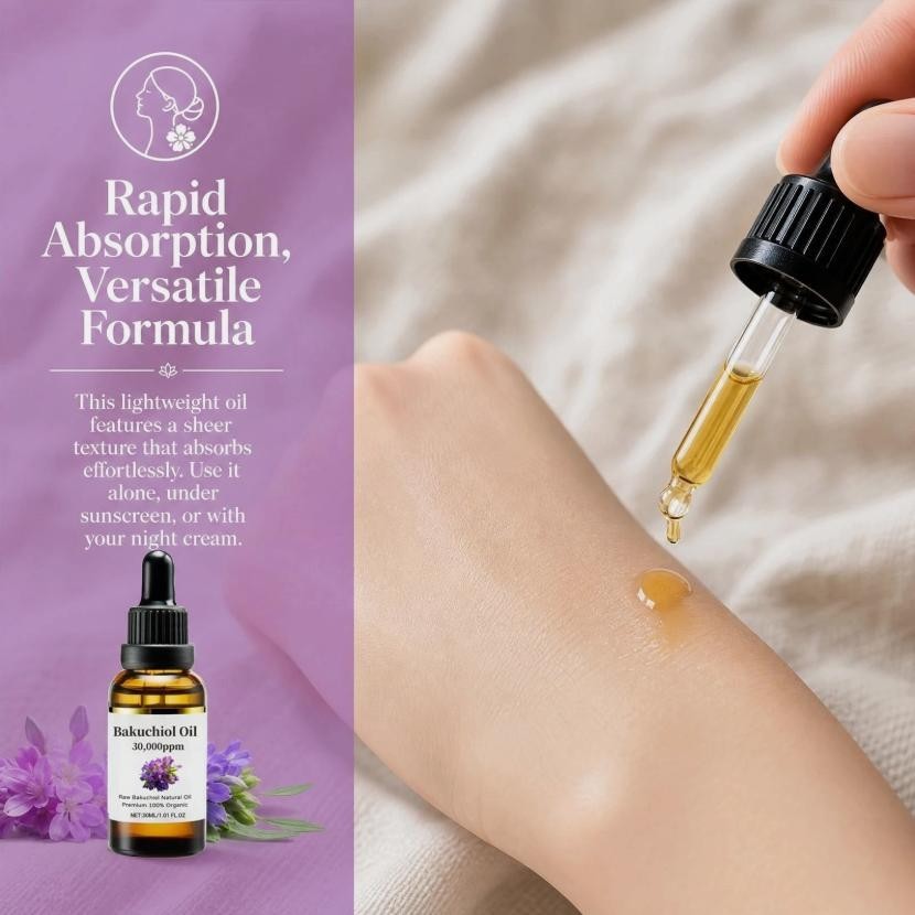 Bakuchiol Oil Organic Cold Pressed 30000PPM Hydrating Firming Facial Skin Care