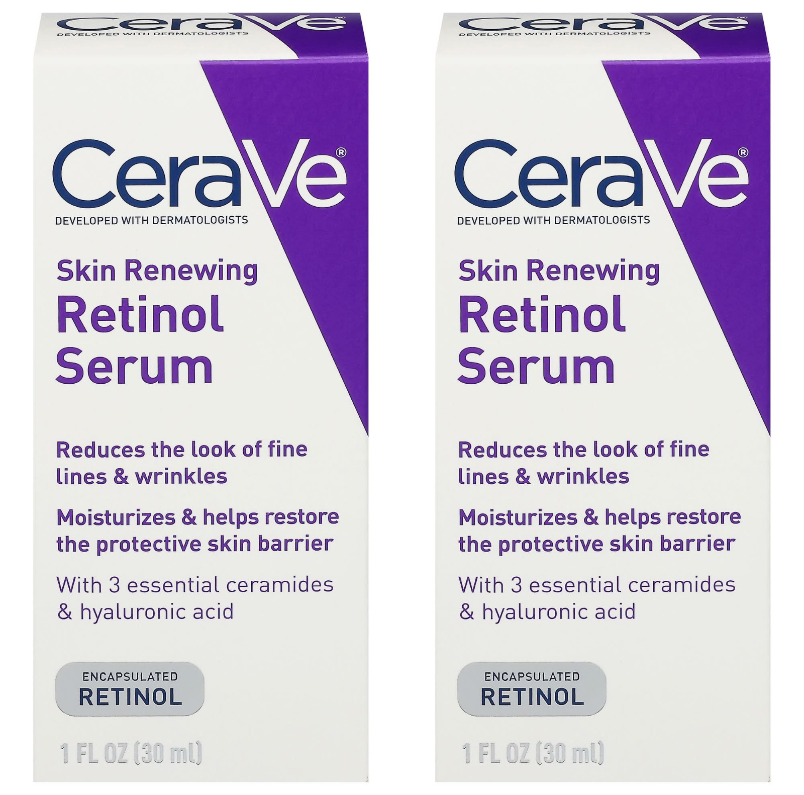 CeraVe Retinol Serum Duo 1oz Each Skin Renewing Formula Fragrance Free Face Care