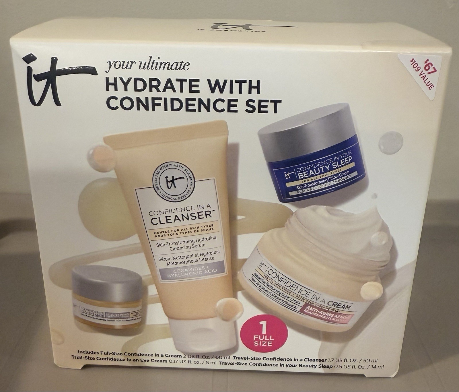 IT Cosmetics Your Ultimate Hydrate with Confidence Set Cream Cleanser Eye NEW 🎊