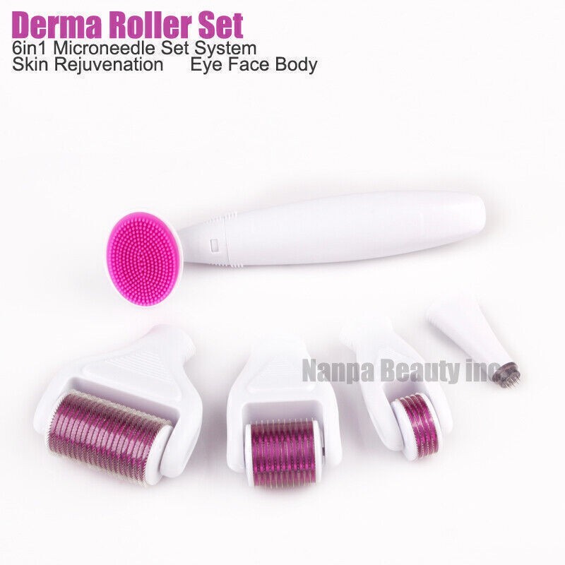 6 in 1 Derma Roller Micro Pin Roller Scars Wrinkle Anti-Aging Skin Care Kit Set