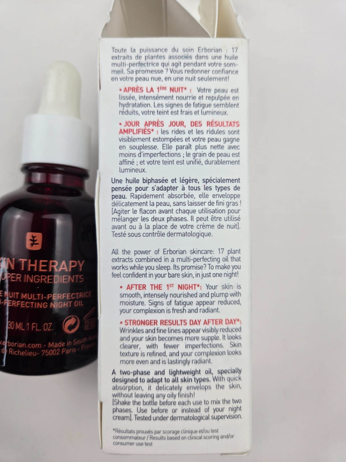 Erborian Multi‑Perfecting Night Serum, Oil & Milky Formulas, Smooths, 1 oz