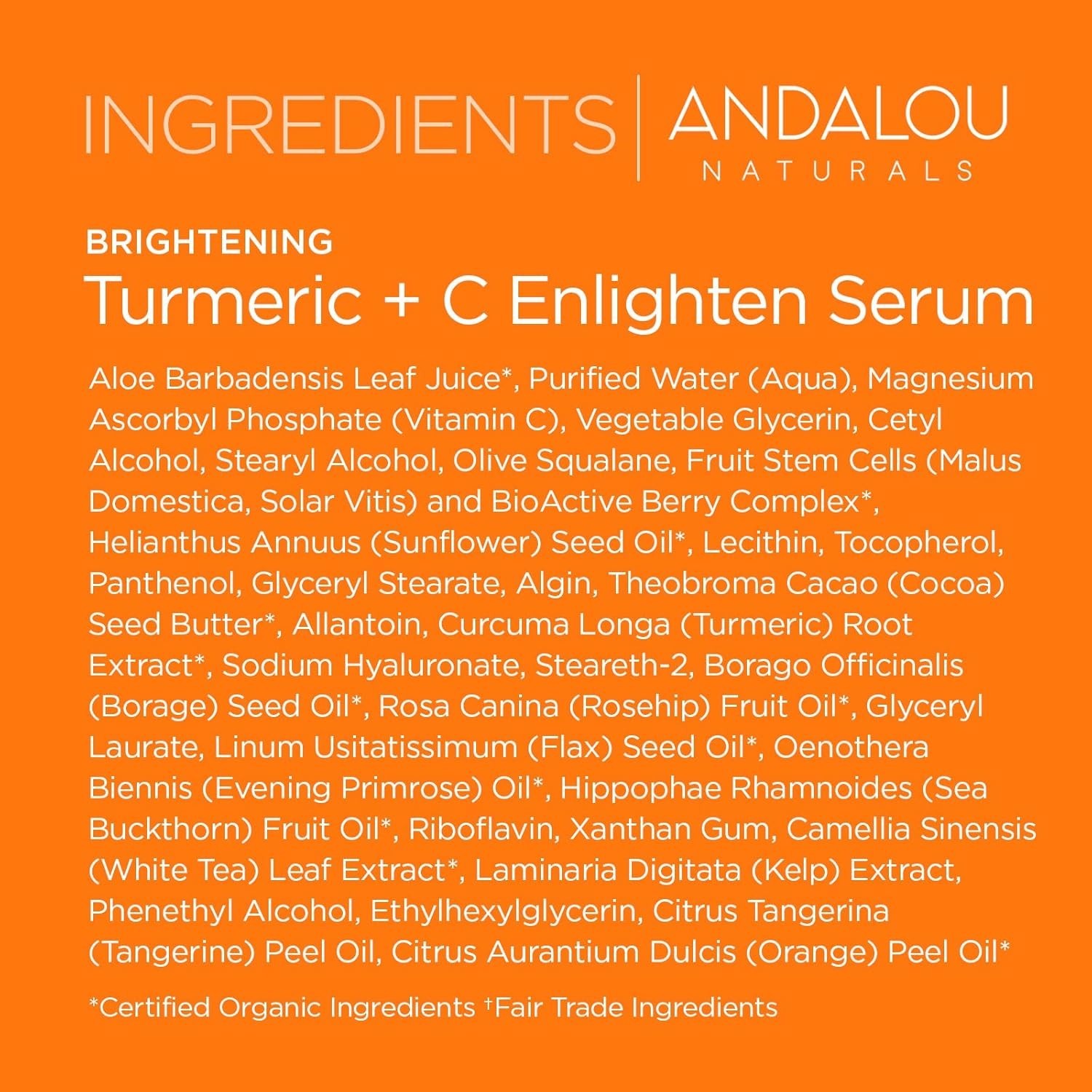 Andalou Naturals Turmeric + C Enlighten Serum, Skin Smoothing Serum with Vitamin