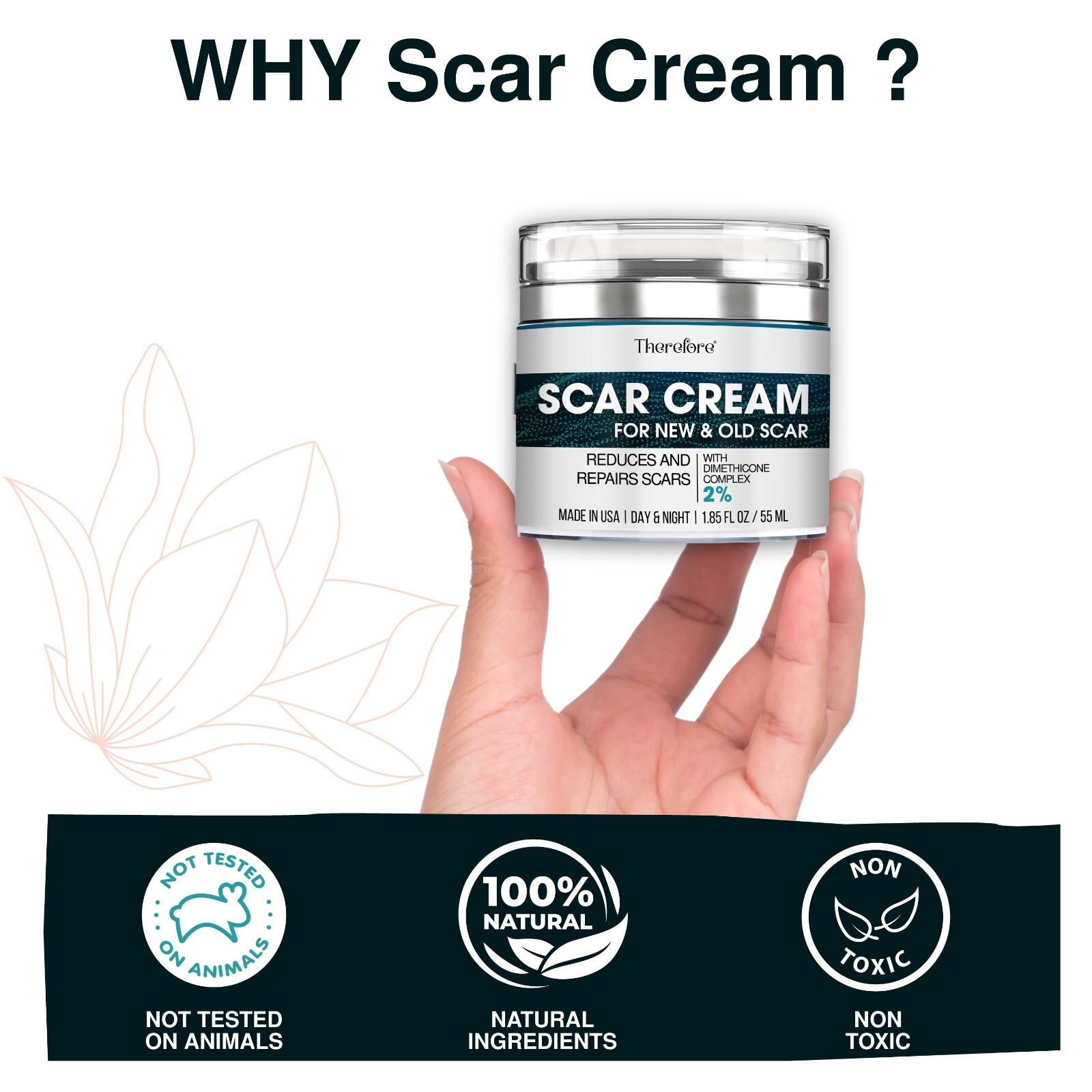 Advanced Scar Cream for Face and Body – Old & New Scar Removal Treatment 1.86 oz