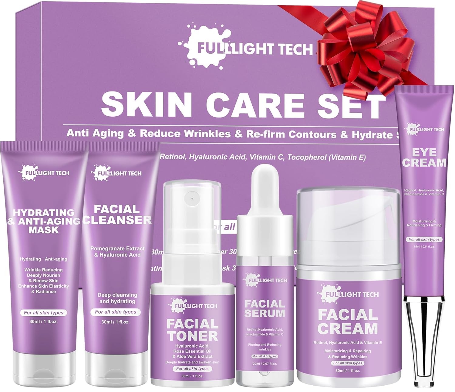Skin Care Set,6 Pcs Anti-aging Skincare w/Korean Retinol,Hydrate, Moisturize Sel